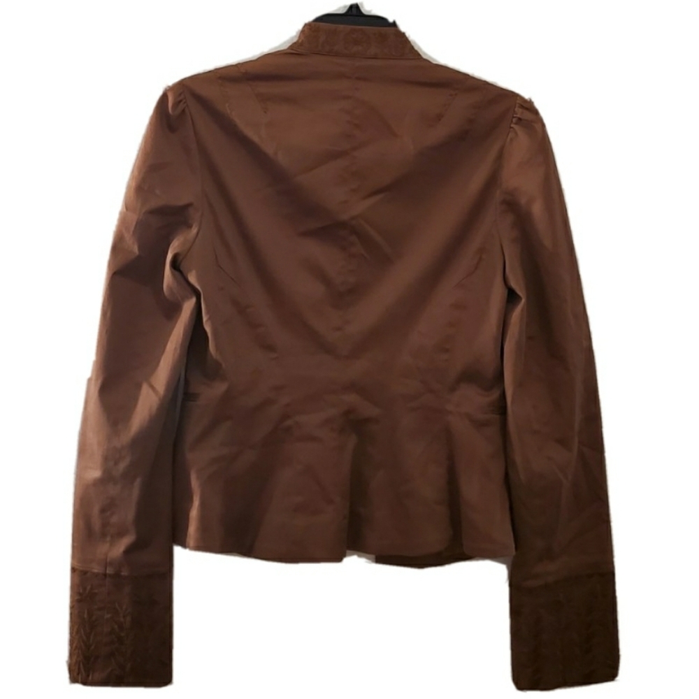 BCBG MaxAzria Brown Foral Embroidered Blazer S - Picture 6 of 12